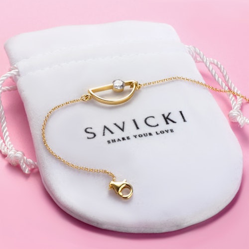 Bransoletka celebrytka Savicki: srebrna pozłacana, cyrkonia